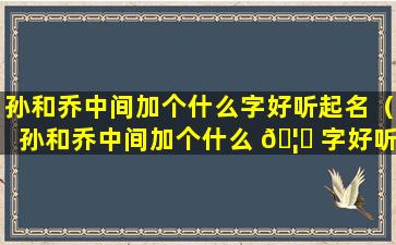 孙和乔中间加个什么字好听起名（孙和乔中间加个什么 🦟 字好听起名男孩）